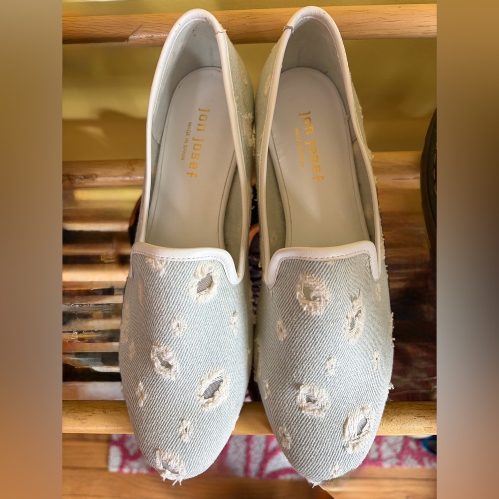 Jon Josef Light Blue Distressed Flats